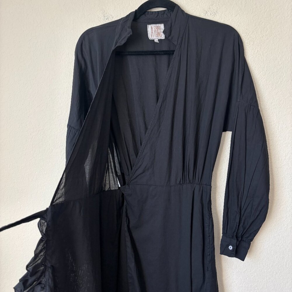 A Shirt Thing Ruffle Trim True Wrap Midi Dress - Picture 14 of 14